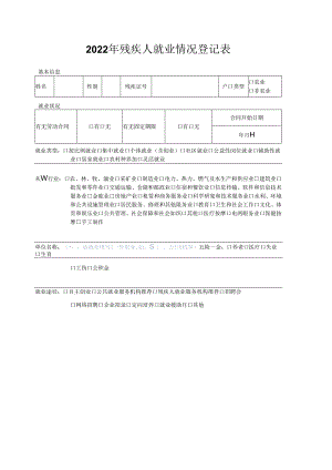 2022年残疾人就业情况登记表.docx