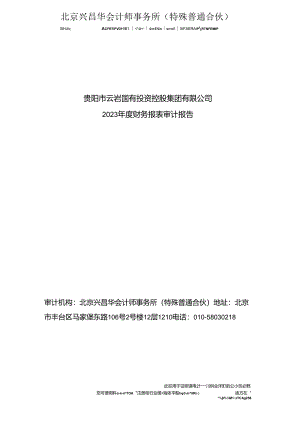 贵阳市云岩国有投资控股集团有限公司2023年度财务报表审计报告.docx