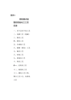 首批重点监管的危险化工工艺目录.docx
