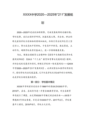 中学2020—2025年“211”发展规划.docx