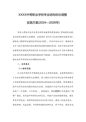 中等职业学校专业结构优化调整实施方案（2024—2026年）.docx