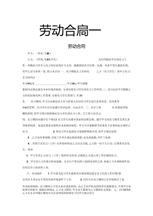 实习生劳动合同（带封面）2篇.docx