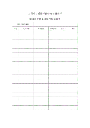 工程项目质量环保管理手册表样.docx