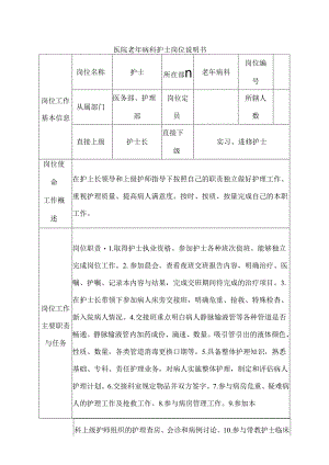 医院老年病科护士岗位说明书.docx