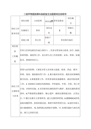 二级甲等医院骨科急救室主治医师岗位说明书.docx