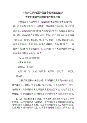 大面积中暑的调查处理及应急预案.docx