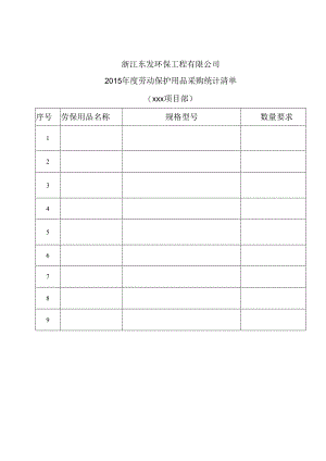 2015年劳动保护用品统计清单.docx
