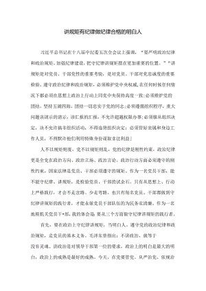 讲规矩有纪律做纪律合格的明白人.docx