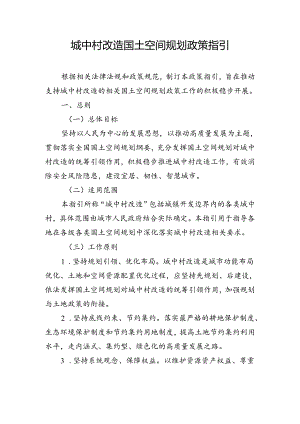 城中村改造国土空间规划政策指引.docx