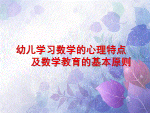 幼儿学习数学的心理特点及数学教育的基本原则PPT课件ppt课件.ppt
