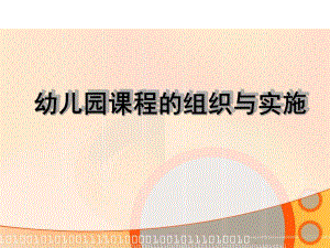 幼儿园课程组织与实施PPT课件幼儿园课程组织与实施.ppt