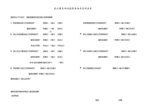 医美整形医院顾客服务满意度调查表.docx