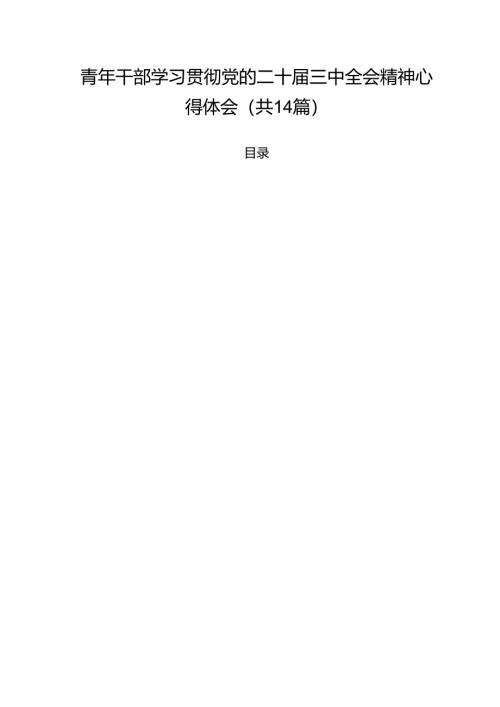 青年干部学习贯彻党的二十届三中全会精神心得体会（共14篇）.docx