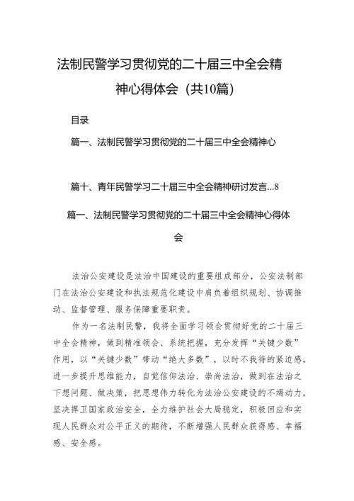 （10篇）法制民警学习贯彻党的二十届三中全会精神心得体会（最新版）.docx