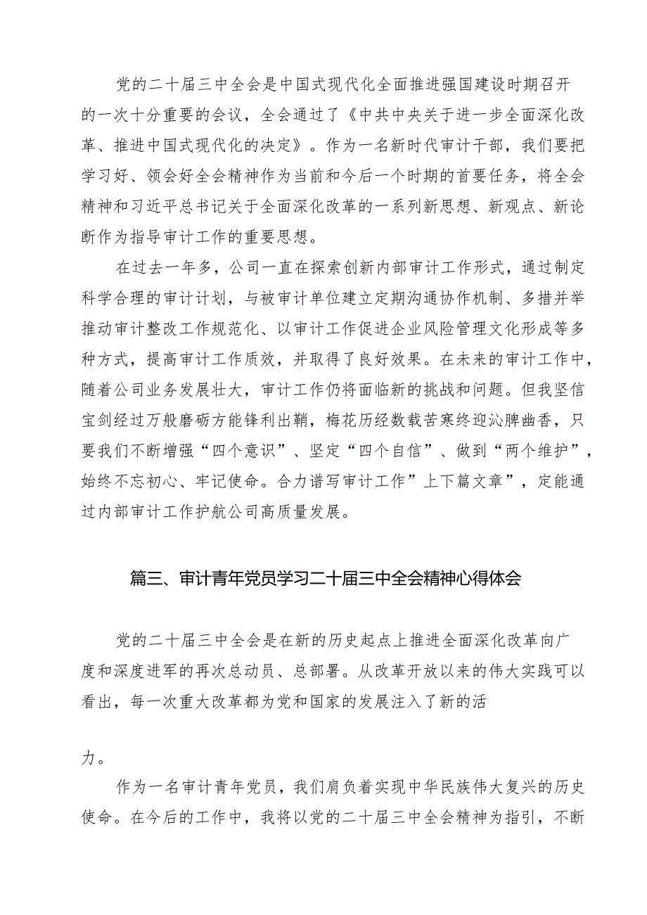 审计局领导干部在学习党的二十届三中全会精神研讨班研讨会上的交流发言（13篇）.docx_第3页