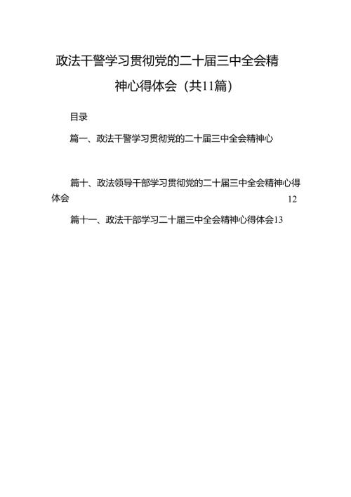 （11篇）政法干警学习贯彻党的二十届三中全会精神心得体会详细范文.docx