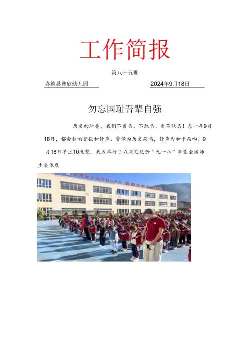 喜德县彝欣幼儿园第八十五“九一八”主题活动工作简报.docx