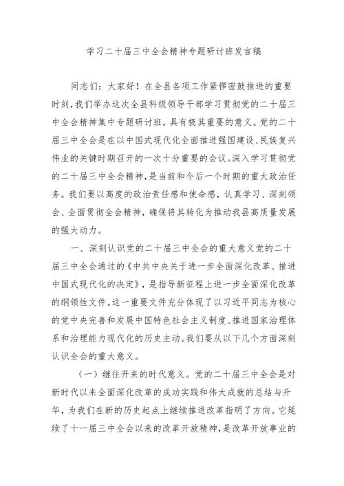 2024年开展《学习二十届三中全会精神》专题研讨班发言稿（3份）_53.docx