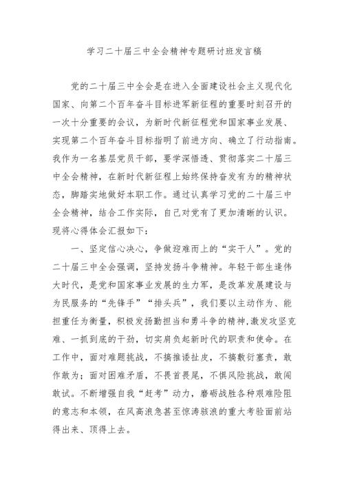 2024年开展《学习二十届三中全会精神》专题研讨班发言稿（4份）_50.docx