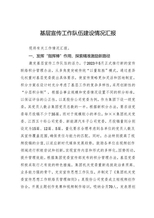 基层宣传工作队伍建设情况汇报.docx