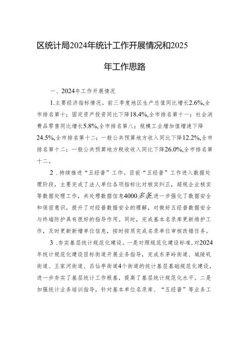 区统计局2024年统计工作开展情况和2025年工作思路(20241113).docx
