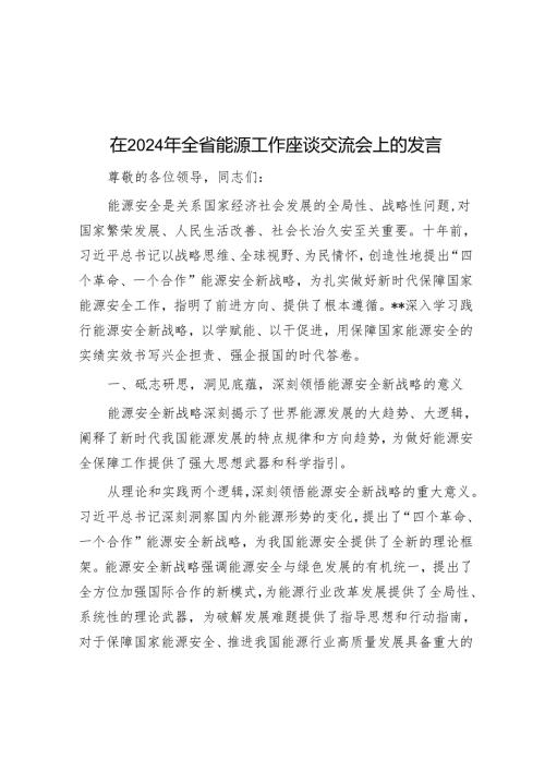 在2024年全省能源工作座谈交流会上的发言.docx