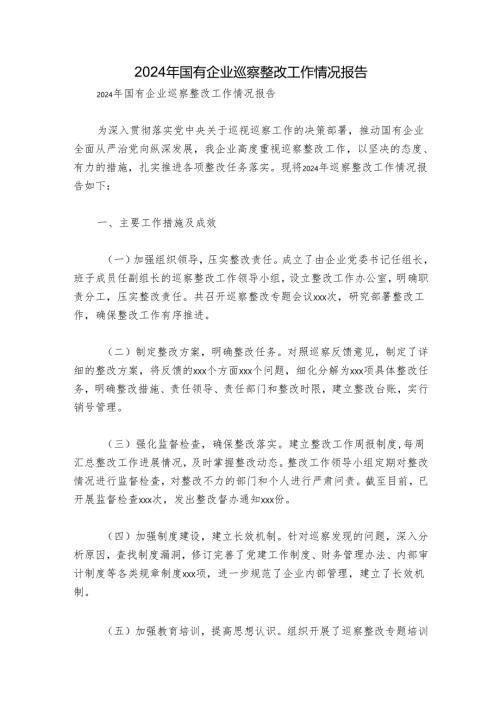 2024年国有企业巡察整改工作情况报告.docx