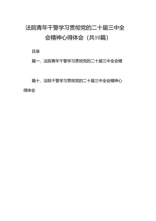 （10篇）法院青年干警学习贯彻党的二十届三中全会精神心得体会样本.docx