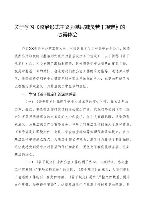 学习贯彻整治形式主义为基层减负若干规定专题培训经验交流发言稿五篇.docx