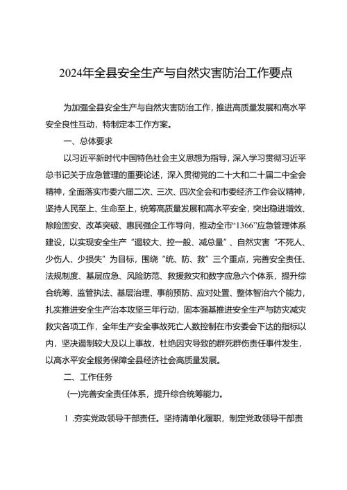 2024年全县安全生产与自然灾害防治工作要点.docx