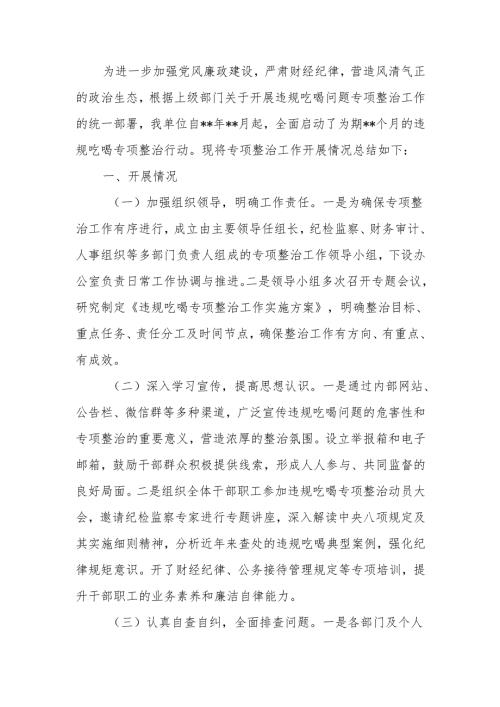 违规吃喝专项整治工作总结.docx