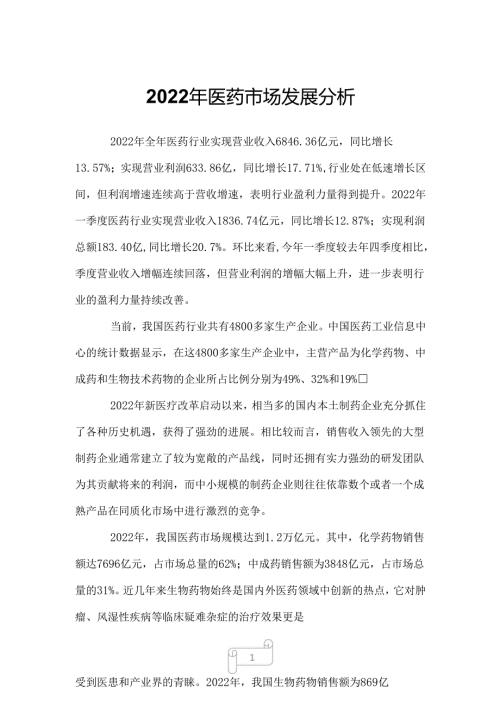 2022年医药市场发展分析.docx