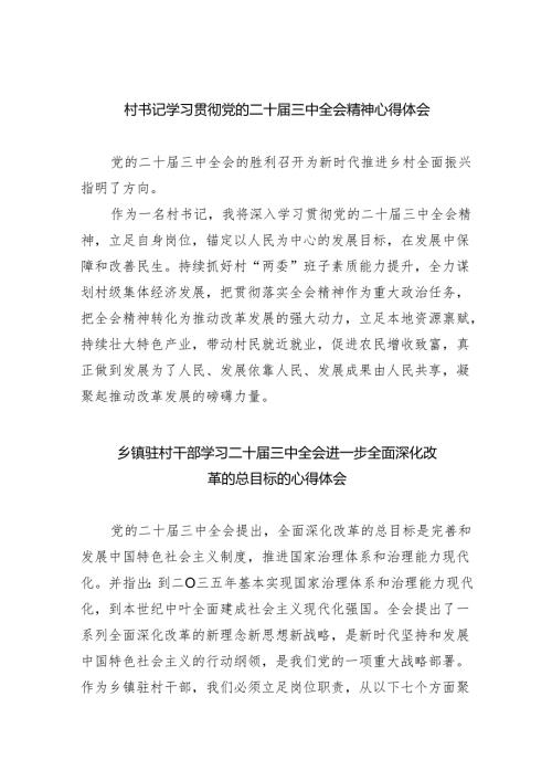 村书记学习贯彻党的二十届三中全会精神心得体会5篇（详细版）.docx