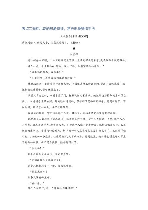 小说阅读考点二Word版含答案.docx