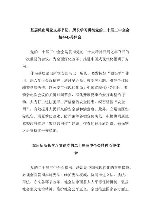 基层派出所党支部书记、所长学习贯彻党的二十届三中全会精神心得体会8篇（精选）.docx