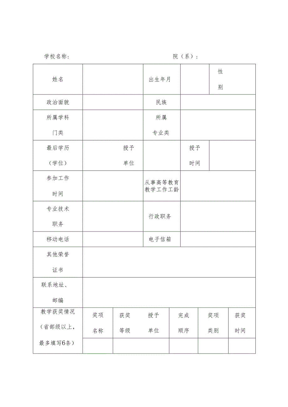 XX中医药大学金牌研究生指导教师候选人推荐表(2024年).docx_第3页