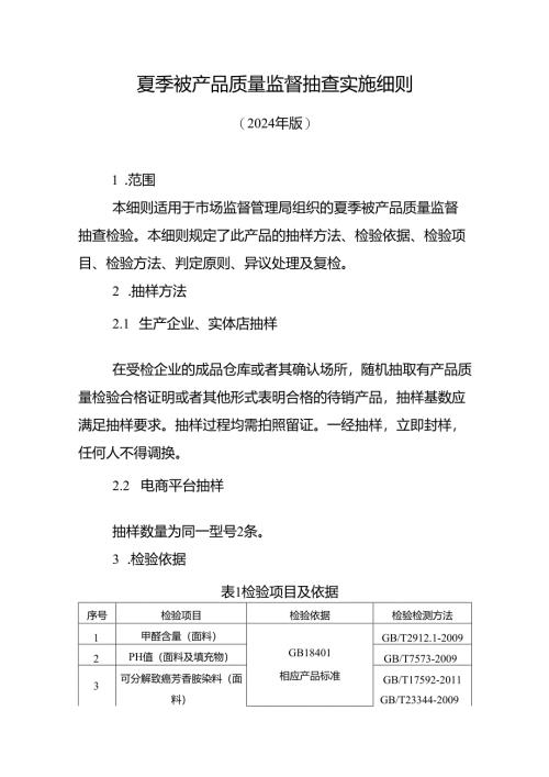 夏季被产品质量省级监督抽查实施细则.docx