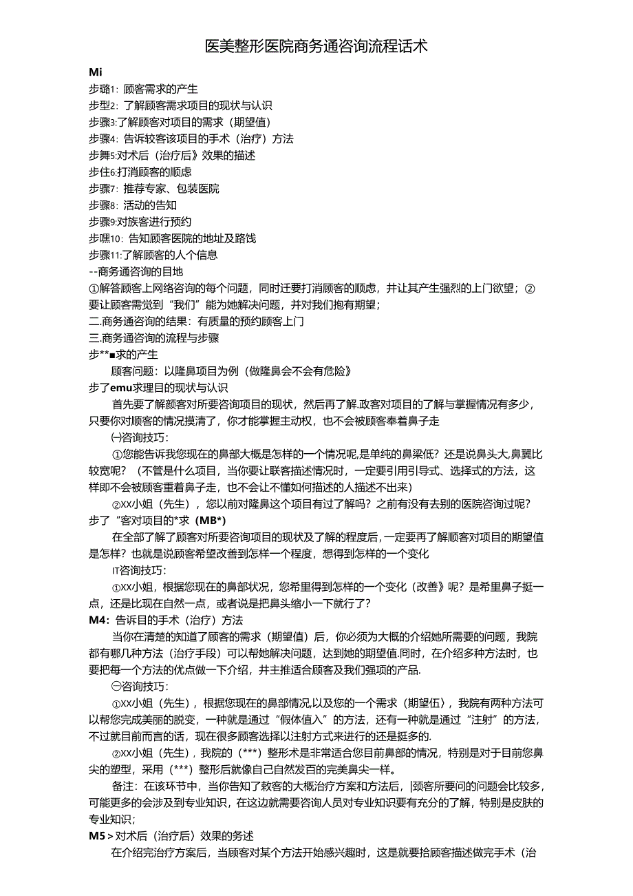 医美整形医院商务通咨询流程话术.docx_第1页