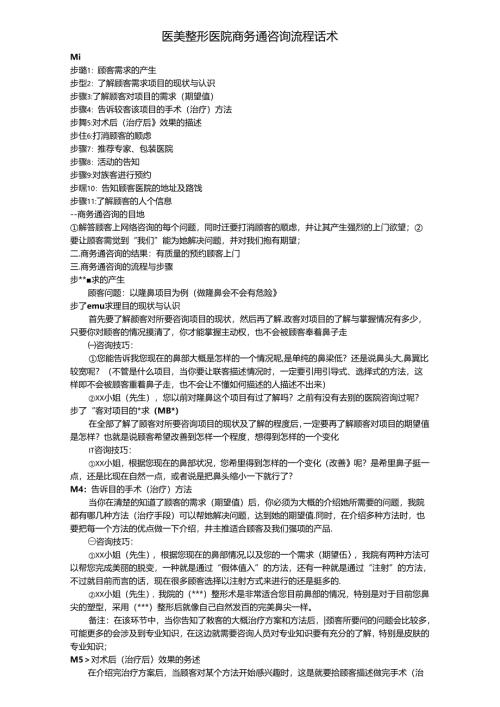 医美整形医院商务通咨询流程话术.docx