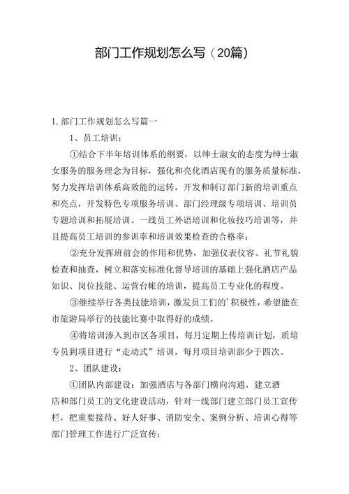 部门工作规划怎么写(20篇).docx