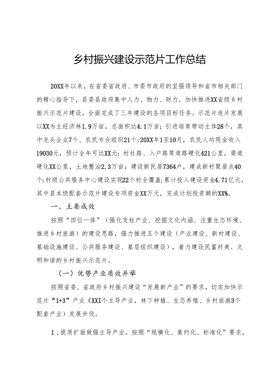 乡村振兴建设示范片工作总结.docx_第1页