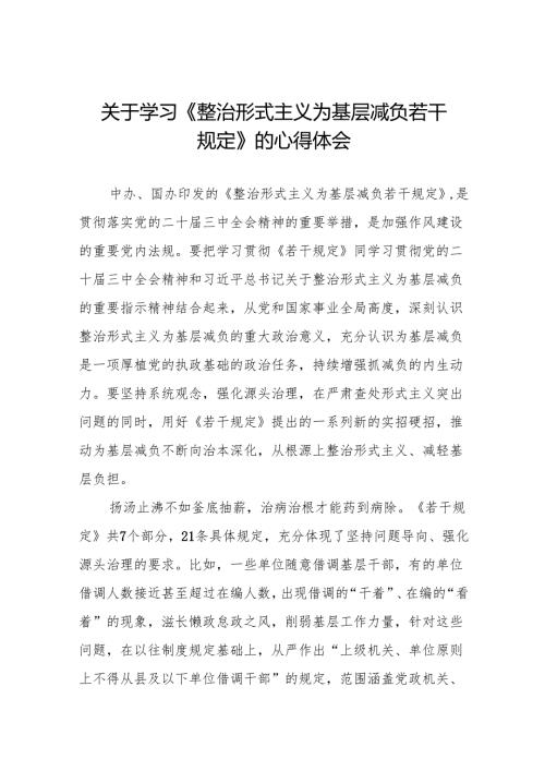 学习贯彻整治形式主义为基层减负若干规定得心得体会3篇.docx