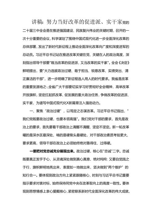 讲稿：努力当好改革的促进派、实干家.docx