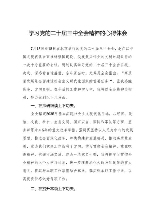 学习贯彻2024年二十届三中全会精神心得感悟样本32篇.docx
