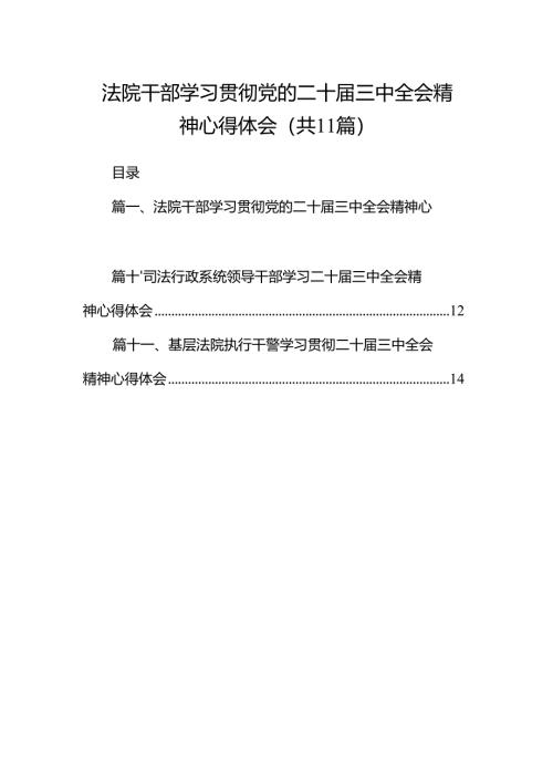 （11篇）法院干部学习贯彻党的二十届三中全会精神心得体会（精选）.docx