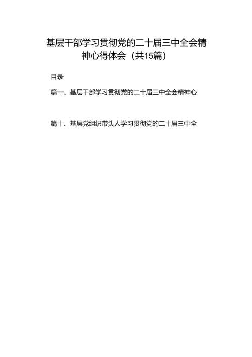 （15篇）基层干部学习贯彻党的二十届三中全会精神心得体会合辑.docx