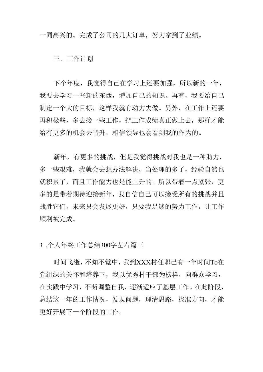 个人年终工作总结300字左右（20篇）.docx_第2页
