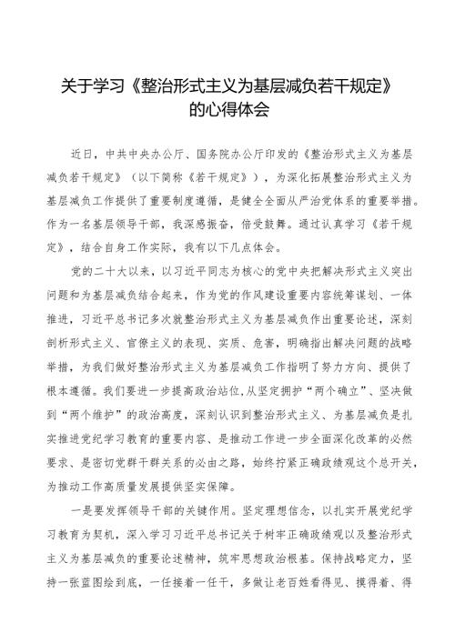 学习《整治形式主义为基层减负若干规定》的心得体会3篇.docx