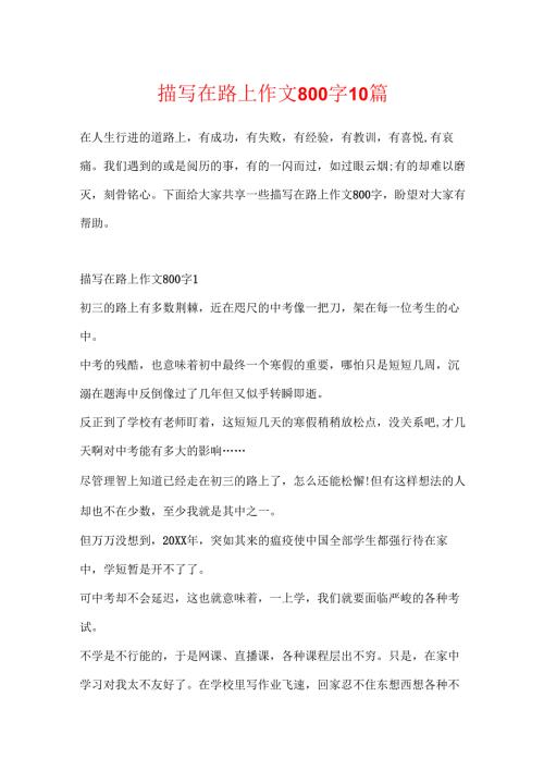 描写在路上作文800字10篇.docx