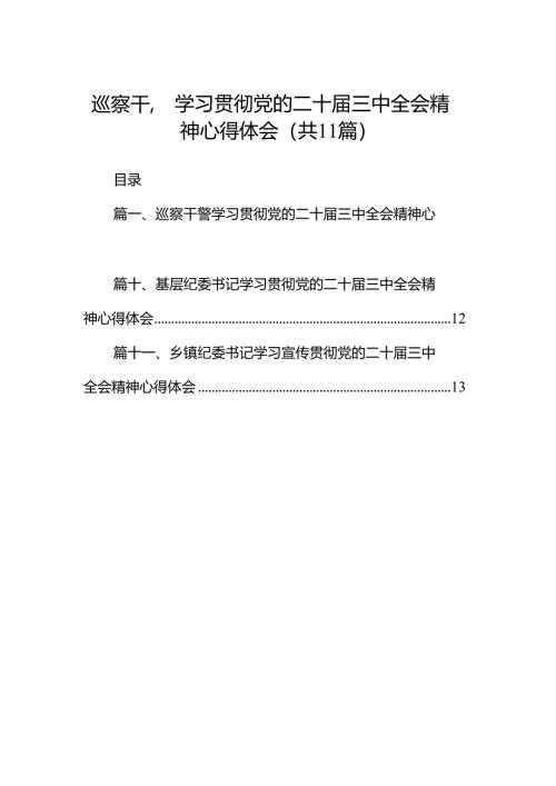 （11篇）巡察干警学习贯彻党的二十届三中全会精神心得体会（精选）.docx